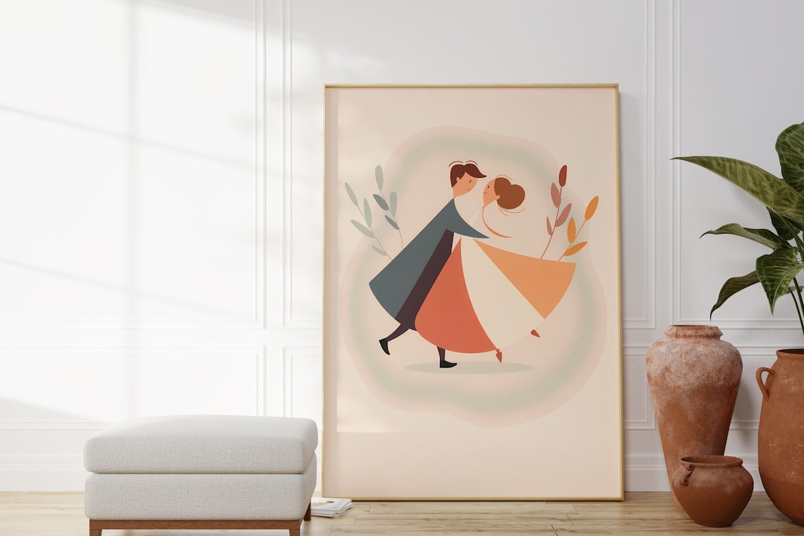 Cute Dancing Couple, Abstract Romance Poster