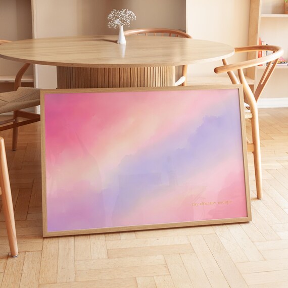 Digital Download My Dreamy Escape Horizontal Pastel Aura Gradient Printable Pink Purple Cloud Print File Aesthetic Wall Art
