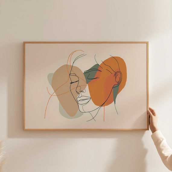 Abstract Line Art Poster, Two Faces