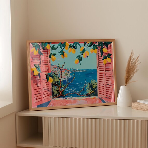 Open Window Lemon Branch French Riviera Sea View Fauvist Art Poster