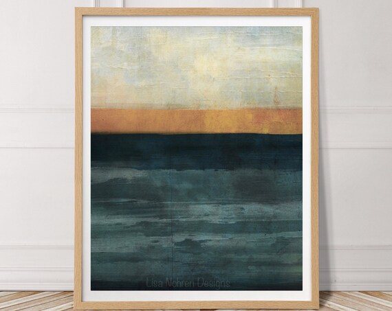 Neutral Abstract Landscape Art Print, Minimalist Modern