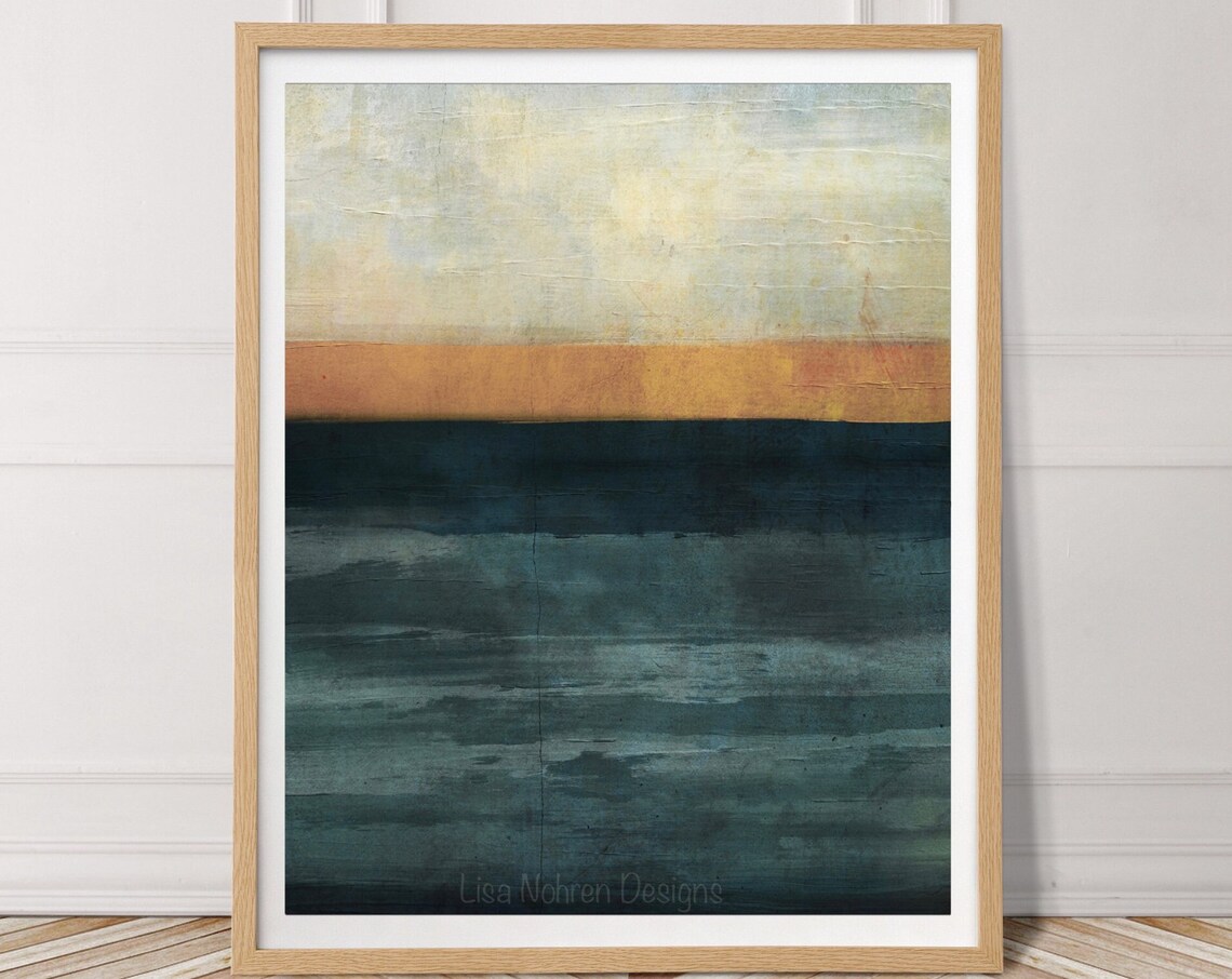 Neutral Abstract Landscape Art Print, Minimalist Modern