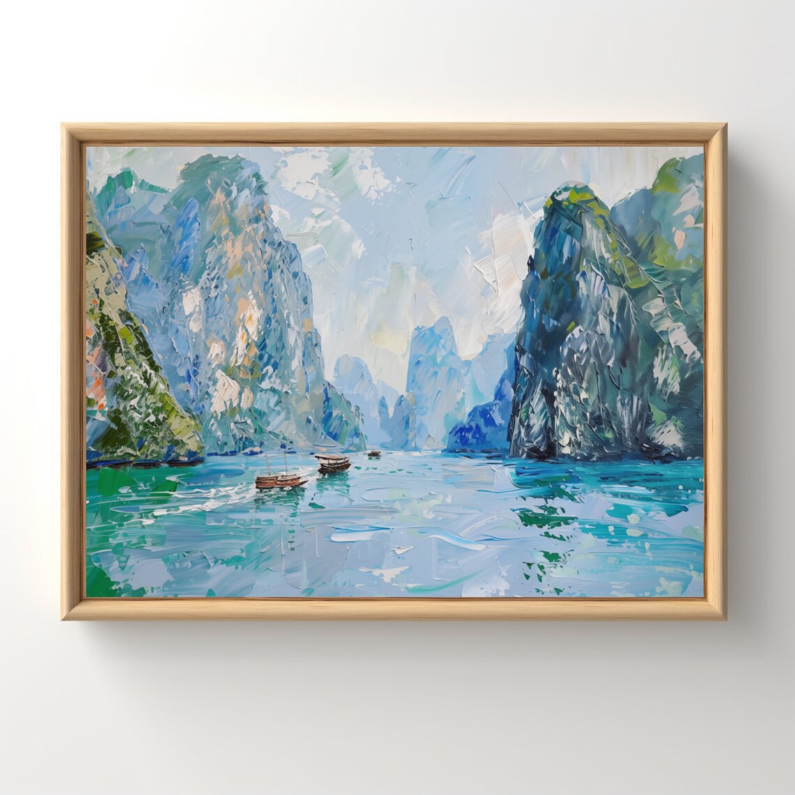 Ha Long Bay Vintage Travel Poster, Vietnam Landmark