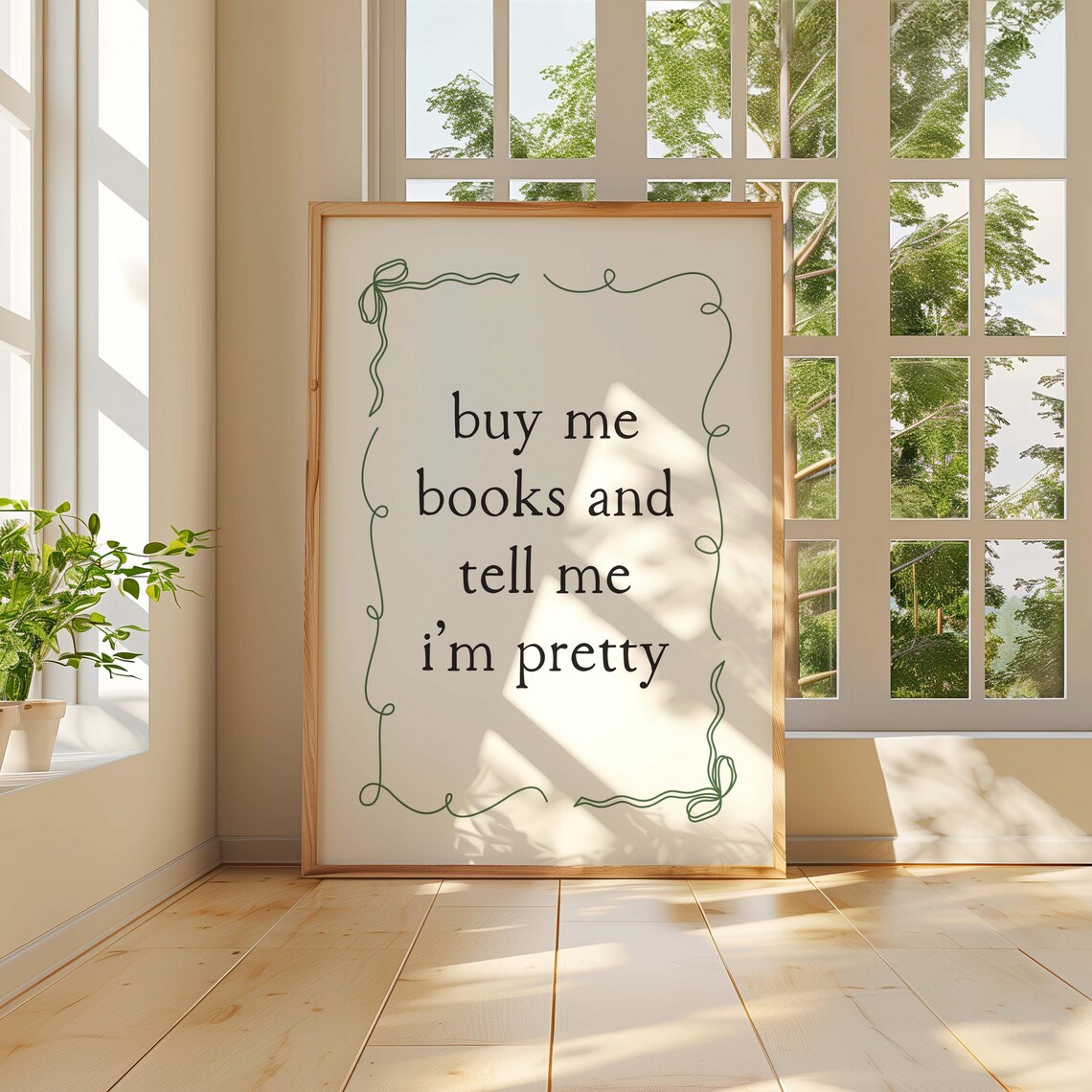 Buy Me Books and Tell Me I'm Pretty Quote Ribbon Frame Poster - Image 2