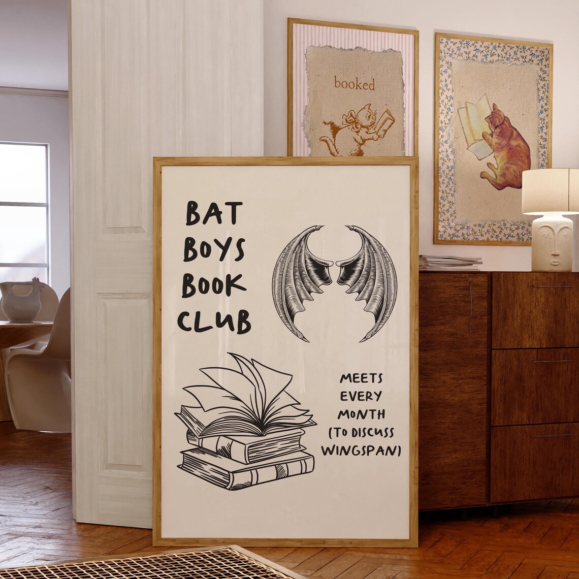 Bat Boys Book Club Black Ink Wings Romantasy Reader Art Poster - Image 4