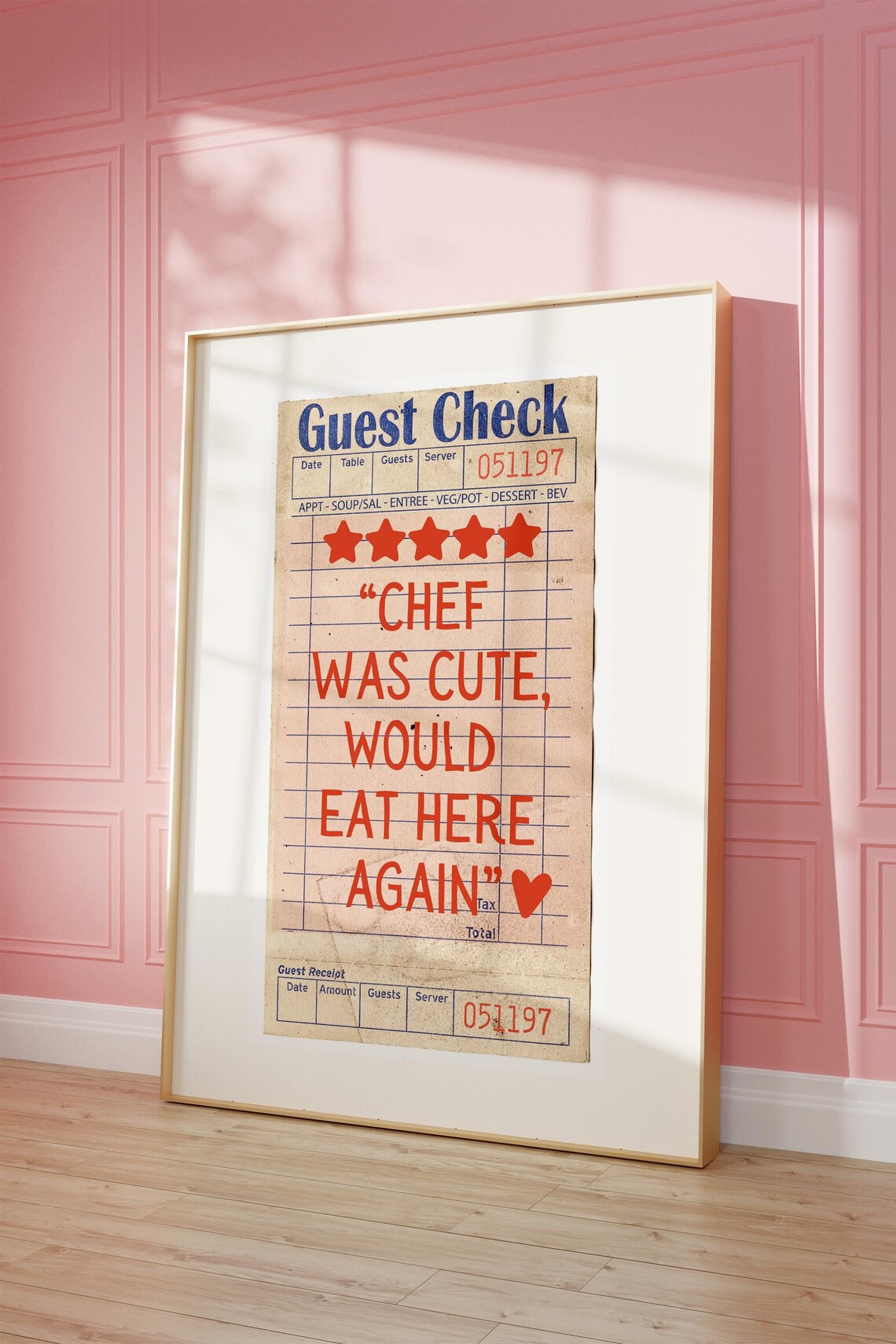 Guest Check Chef Was Cute Funny Kitchen Wall Art - Image 4