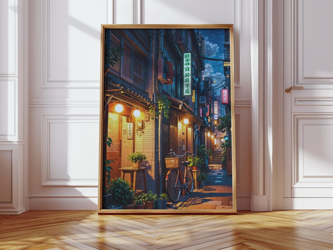 Tokyo Cityscape Travel Poster, Japanese Street Art