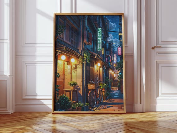 Tokyo Cityscape Travel Poster, Japanese Street Art