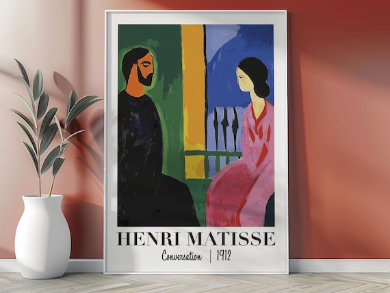 Henri Matisse Conversation 1912 Bold Colorful Couple Painting Poster