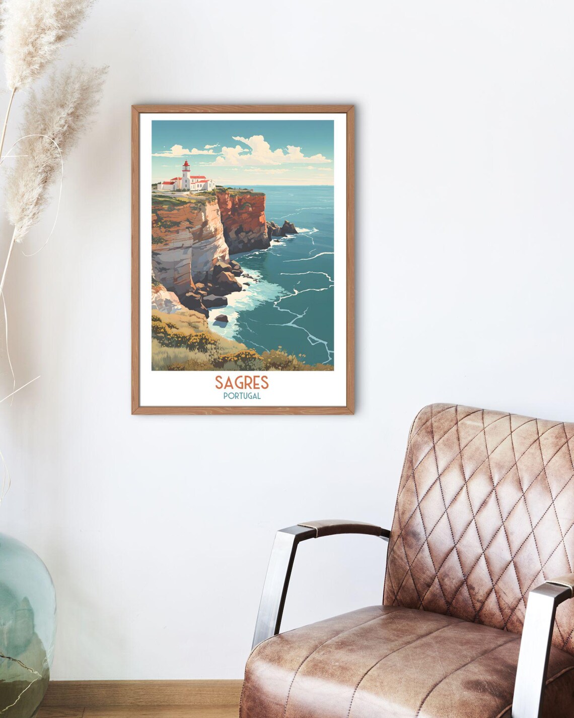 Sagres Portugal Cliff Top Lighthouse Ocean View Travel Art Print - Image 2