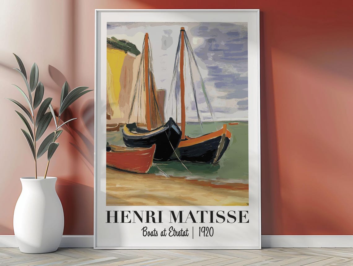 Henri Matisse Boats at Etretat 1920 Seaside Harbor Art Poster