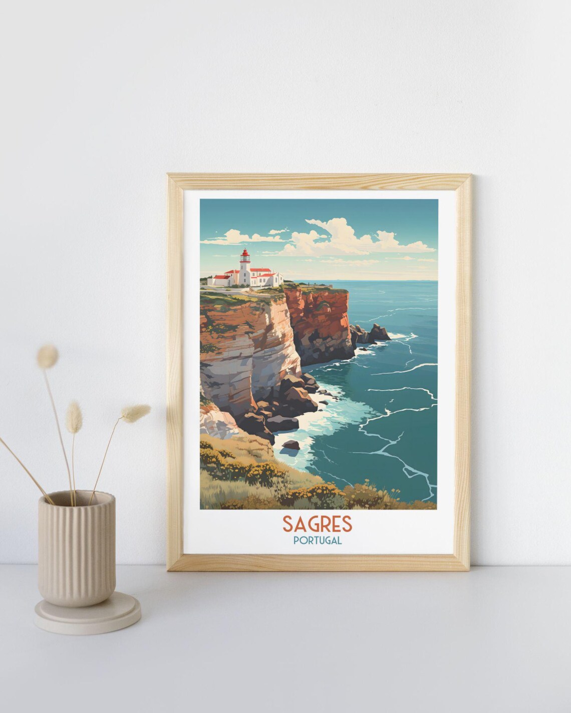 Sagres Portugal Cliff Top Lighthouse Ocean View Travel Art Print