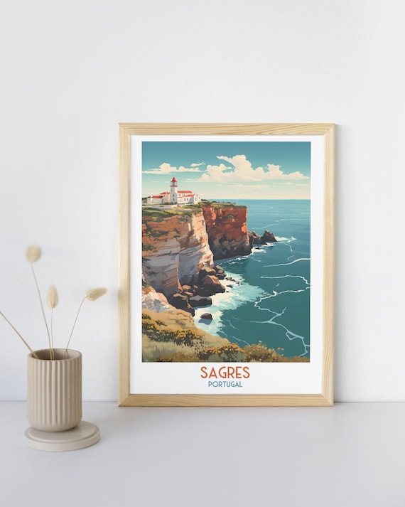 Sagres Portugal Cliff Top Lighthouse Ocean View Travel Art Print