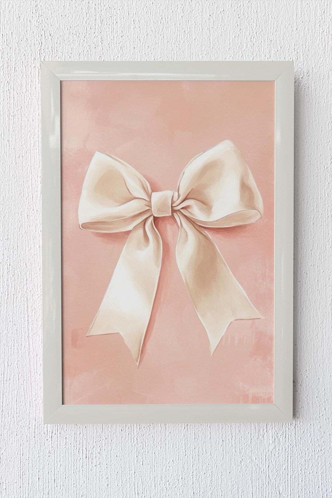 Champagne Satin Bow On Blush Pink Watercolor Nursery Decor Poster - Image 3