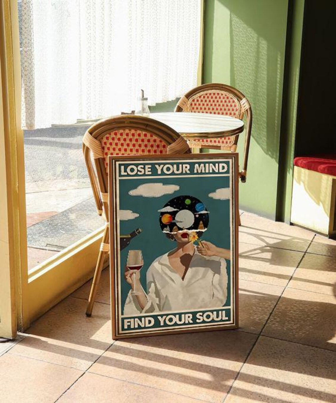 Lose Your Mind Find Your Soul Retro Surreal Space Woman Vintage Poster - Image 2