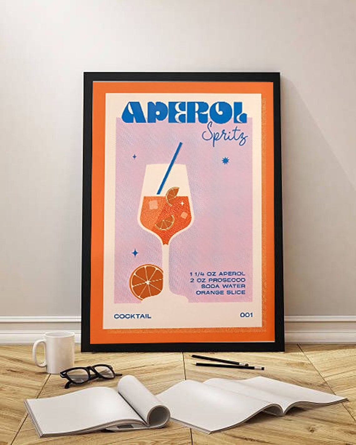 Aperol Spritz Retro Cocktail Recipe Orange Drink Bar Art Poster - Image 2