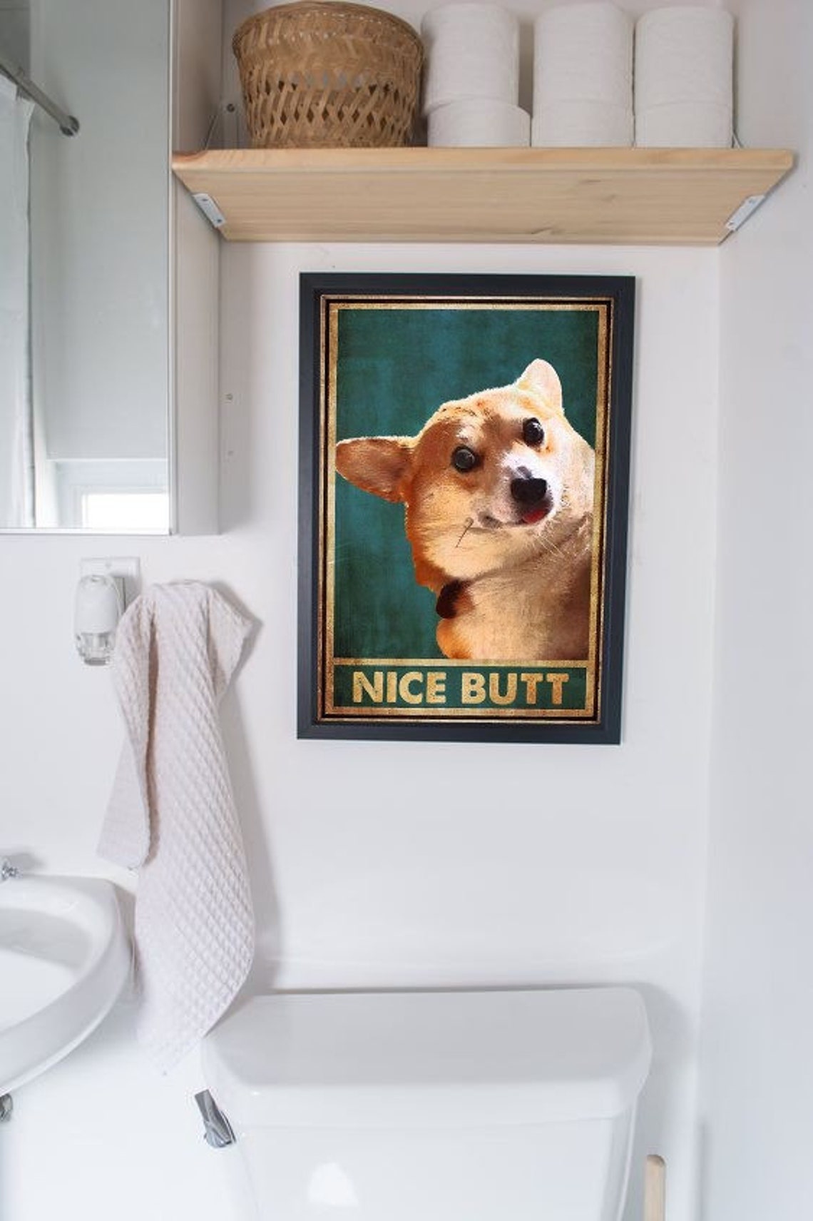Nice Butt The Dog Bathroom Decor Wall Art For Bathroom Funny Art Home Decor Funy Wall Art - Image 3