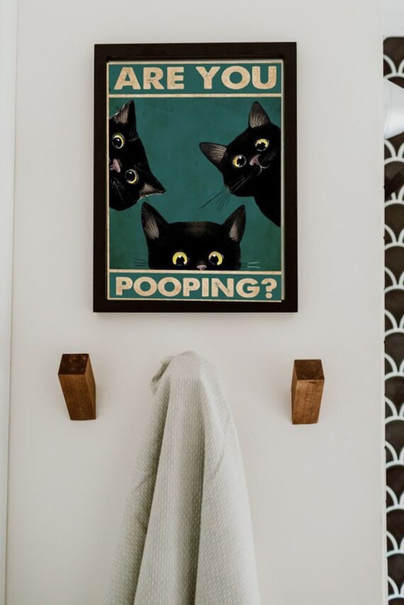 Are You Pooping Funny Black Cats Vintage Bathroom Humor Quote Poster