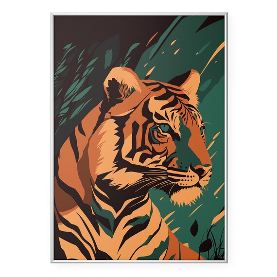 Majestic Tiger Wall Art Print Bold Wildlife Poster Modern Safari Animal Artwork Jungle Big Cat Illustration Office Or Living Room Decor