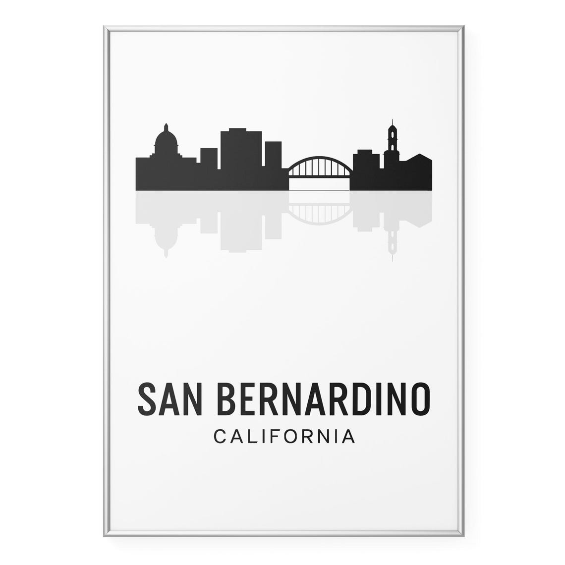 San Bernardino California Minimalist Skyline Silhouette Art Poster