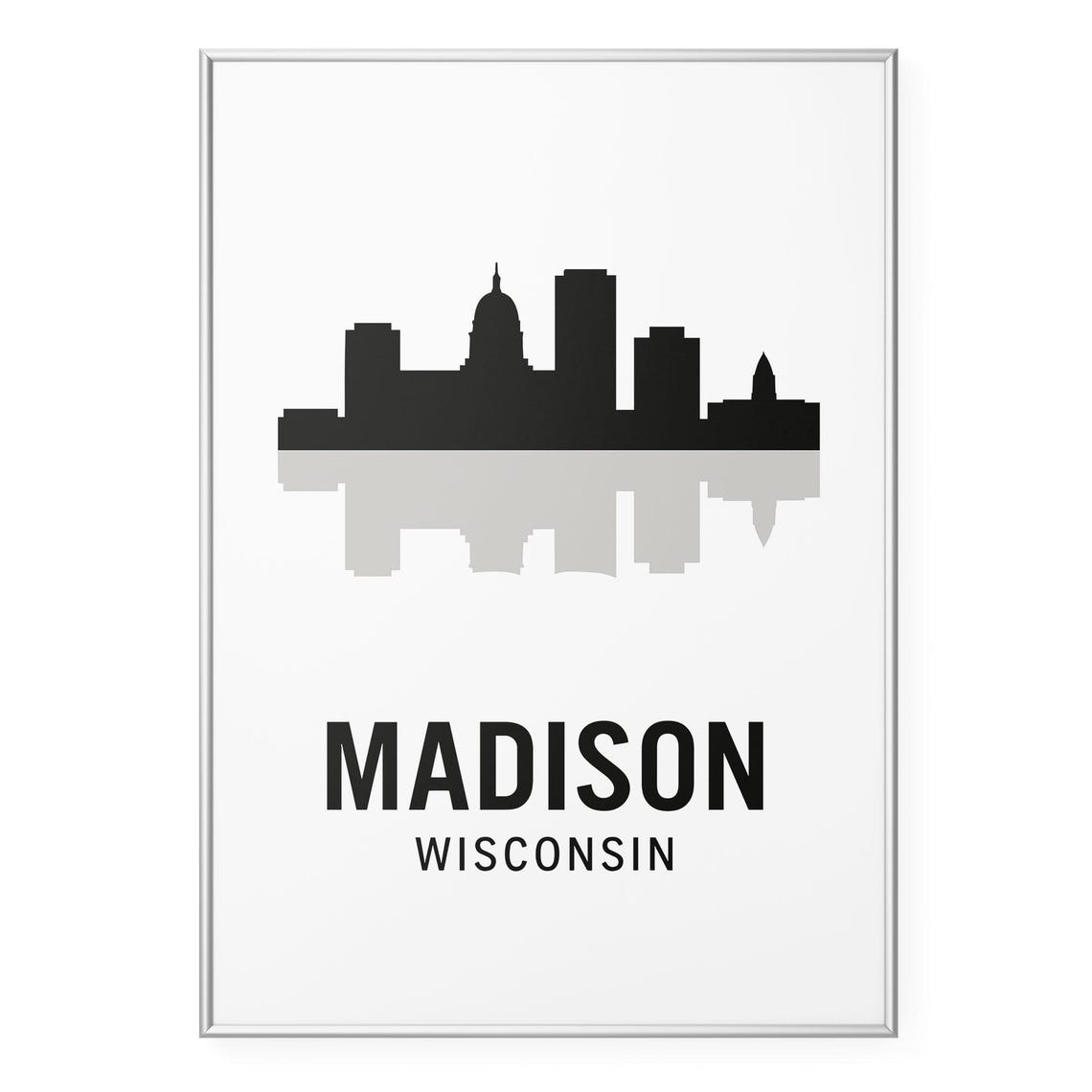Madison Wisconsin Downtown Skyline Silhouette Capitol Dome Poster