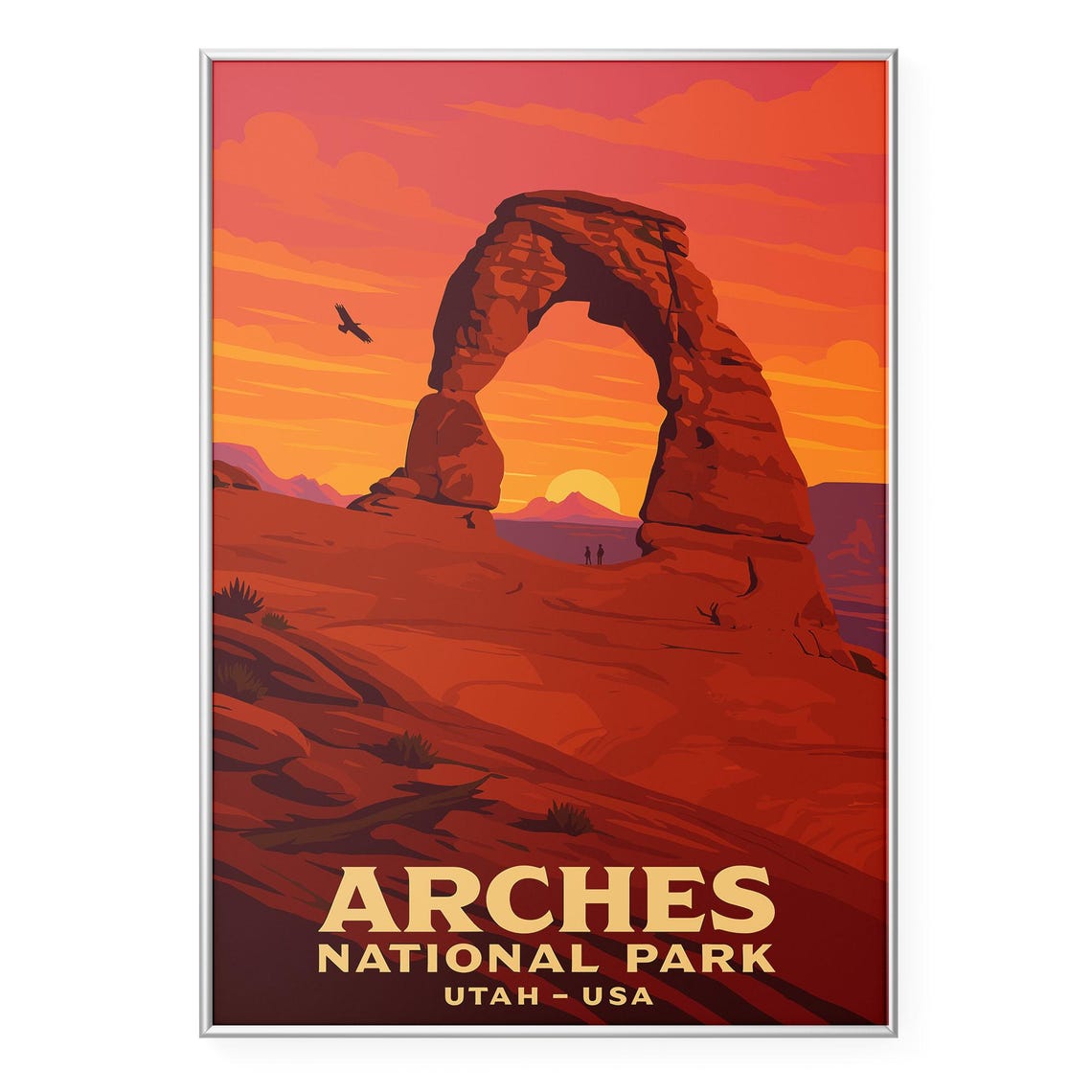 Arches National Park Utah Delicate Arch Sunset Desert Poster