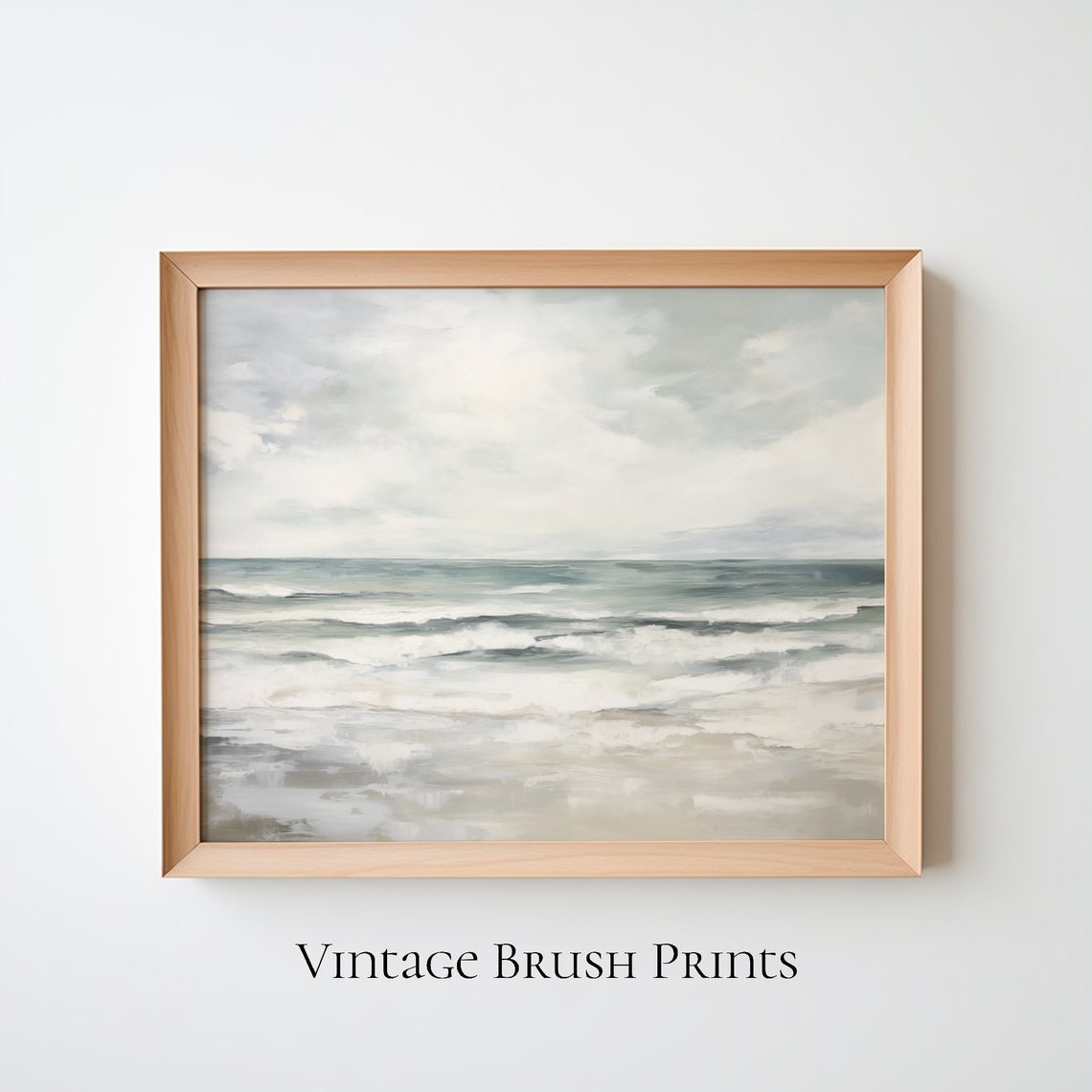 Muted Ocean Waves Minimalist Gray Seascape Coastal Home Wall Art
