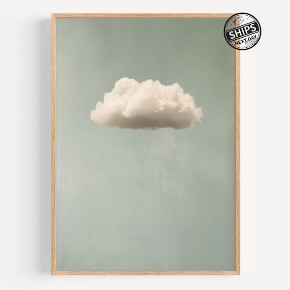 Minimalist Cloud Art Print, Neutral Sky Decor