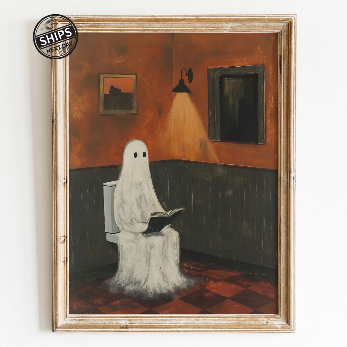 Gothic Painting Art Print, Vintage Bathroom Poster