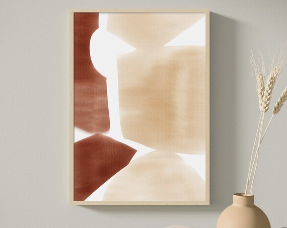 Modern Abstract Watercolor Print Geometric Abstract Art Modern Wall Art Beige Terracotta Print Abstract Art Print Minimalist Print