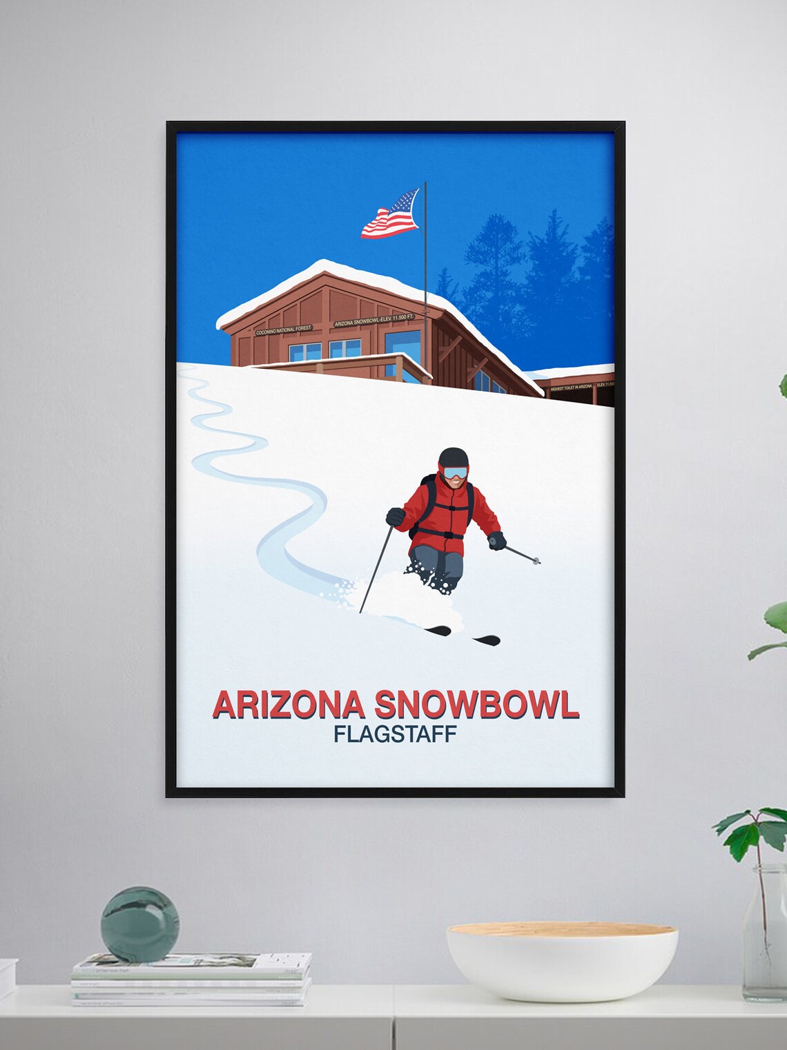 Arizona Snowbowl Flagstaff Vintage Ski Resort Lodge Travel Poster - Image 2