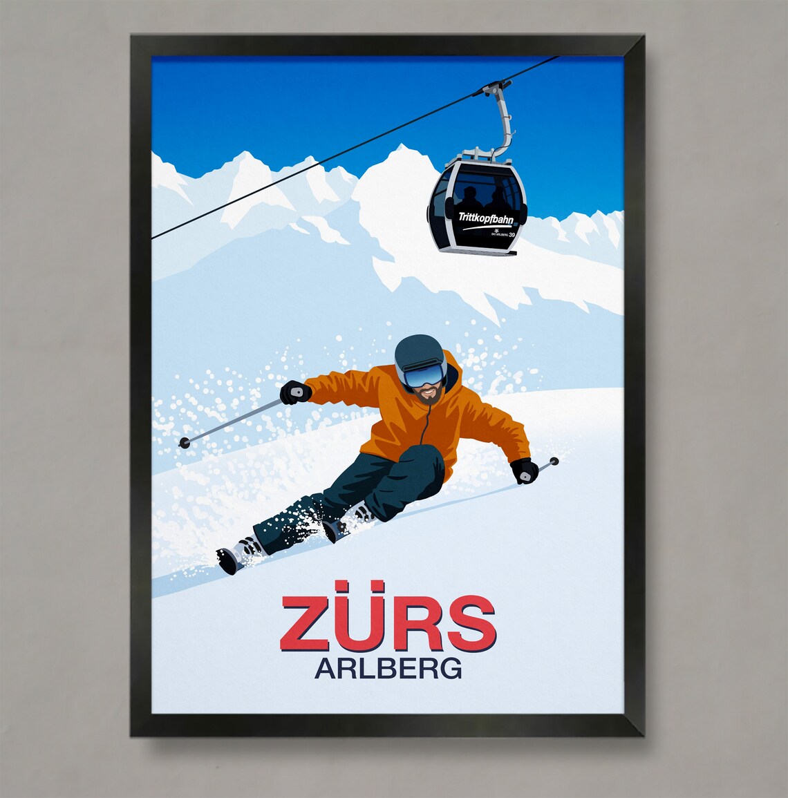 Zurs Arlberg Vintage Trittkopfbahn Gondola Alpine Ski Resort Poster