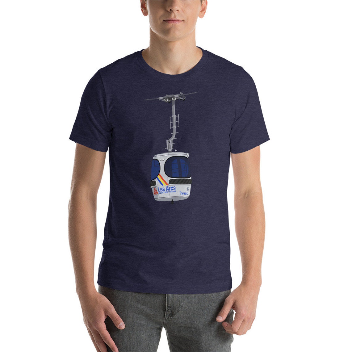 Les Arcs Transarc Gondola Vintage Graphic Tee Short Sleeve Art Print - Image 2