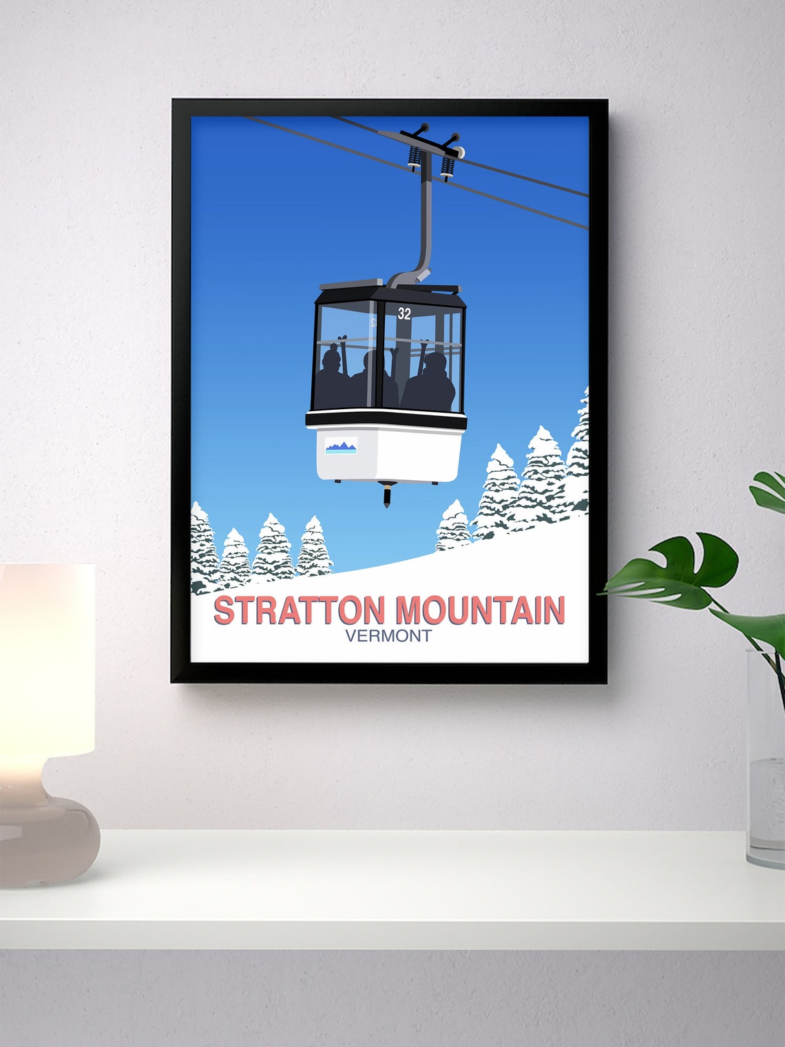 Stratton Mountain Vermont Gondola Cabin Snowy Pines Winter Ride Poster - Image 4
