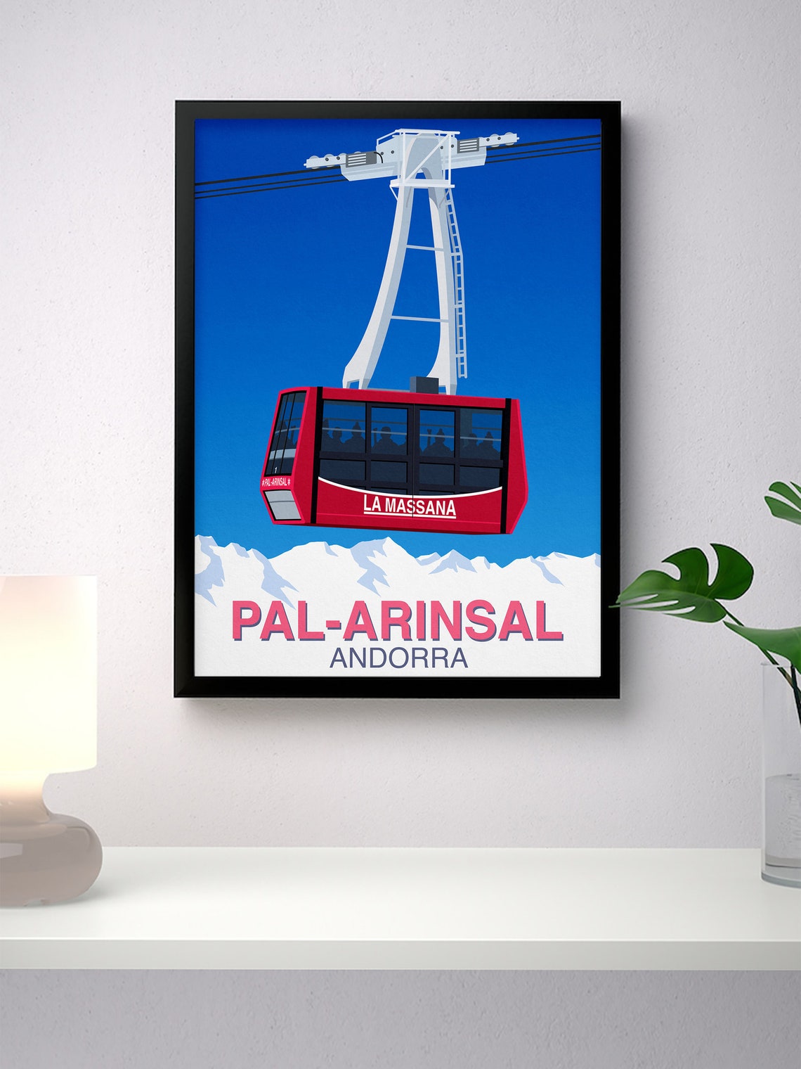 Pal Arinsal Andorra La Massana Red Gondola Vintage Ski Art Poster - Image 4
