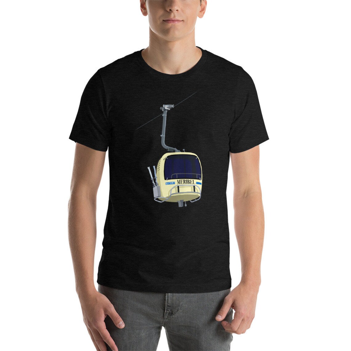 Meribel Montaget Gondola Vintage Graphic Tee Short Sleeve Art Print - Image 2