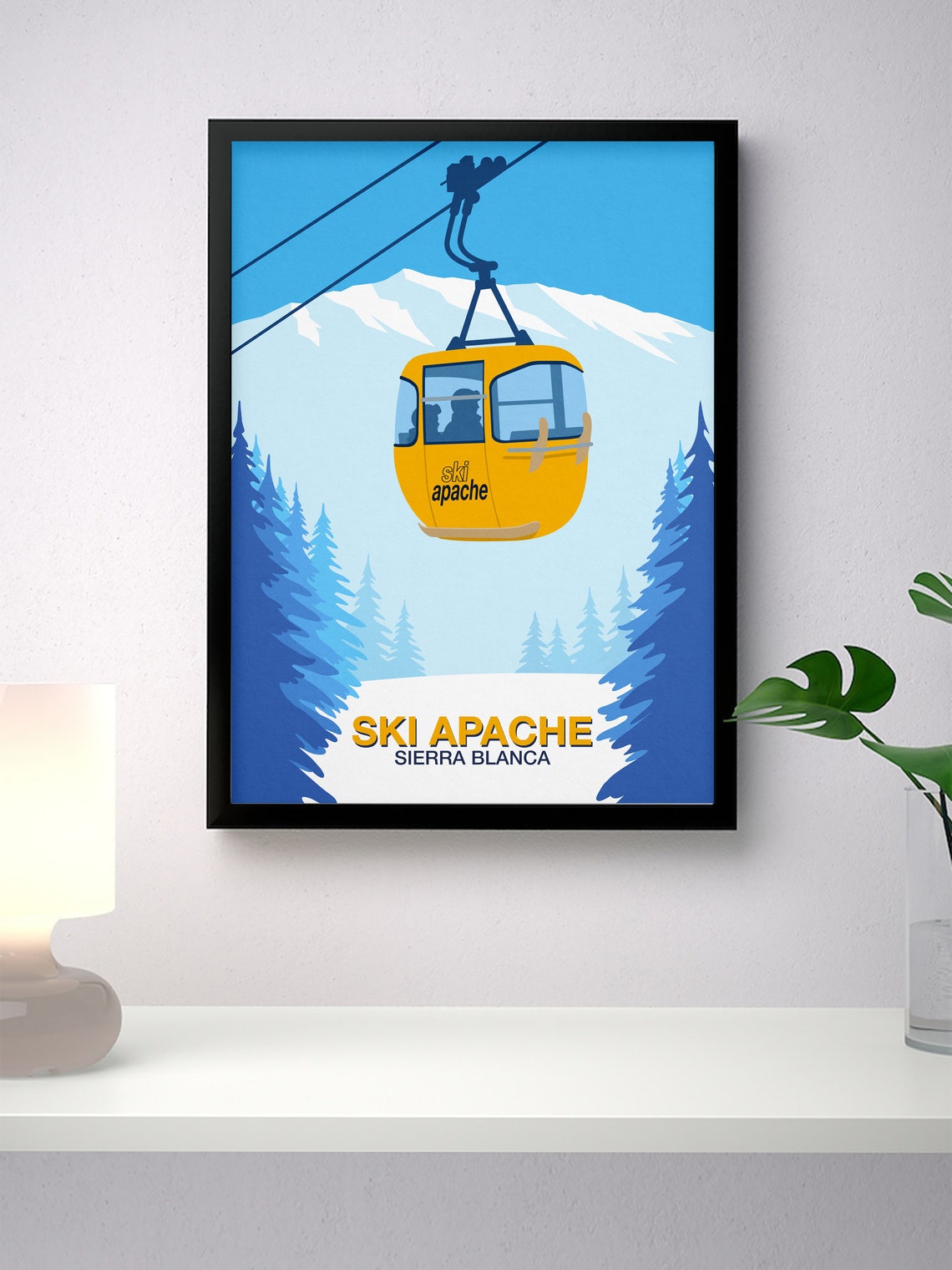 Ski Apache Sierra Blanca Yellow Gondola Vintage Travel Poster - Image 3