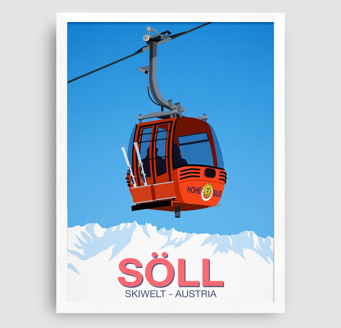 Soll Ski Resort Travel Poster, Snow Sports Print - Image 3