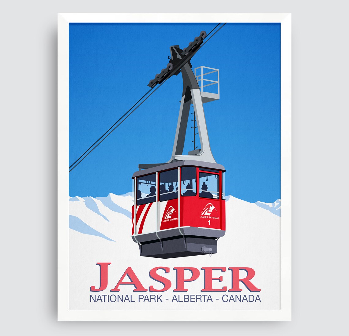 Jasper Canada Red Skytram Cable Car National Park Travel Poster - Image 3