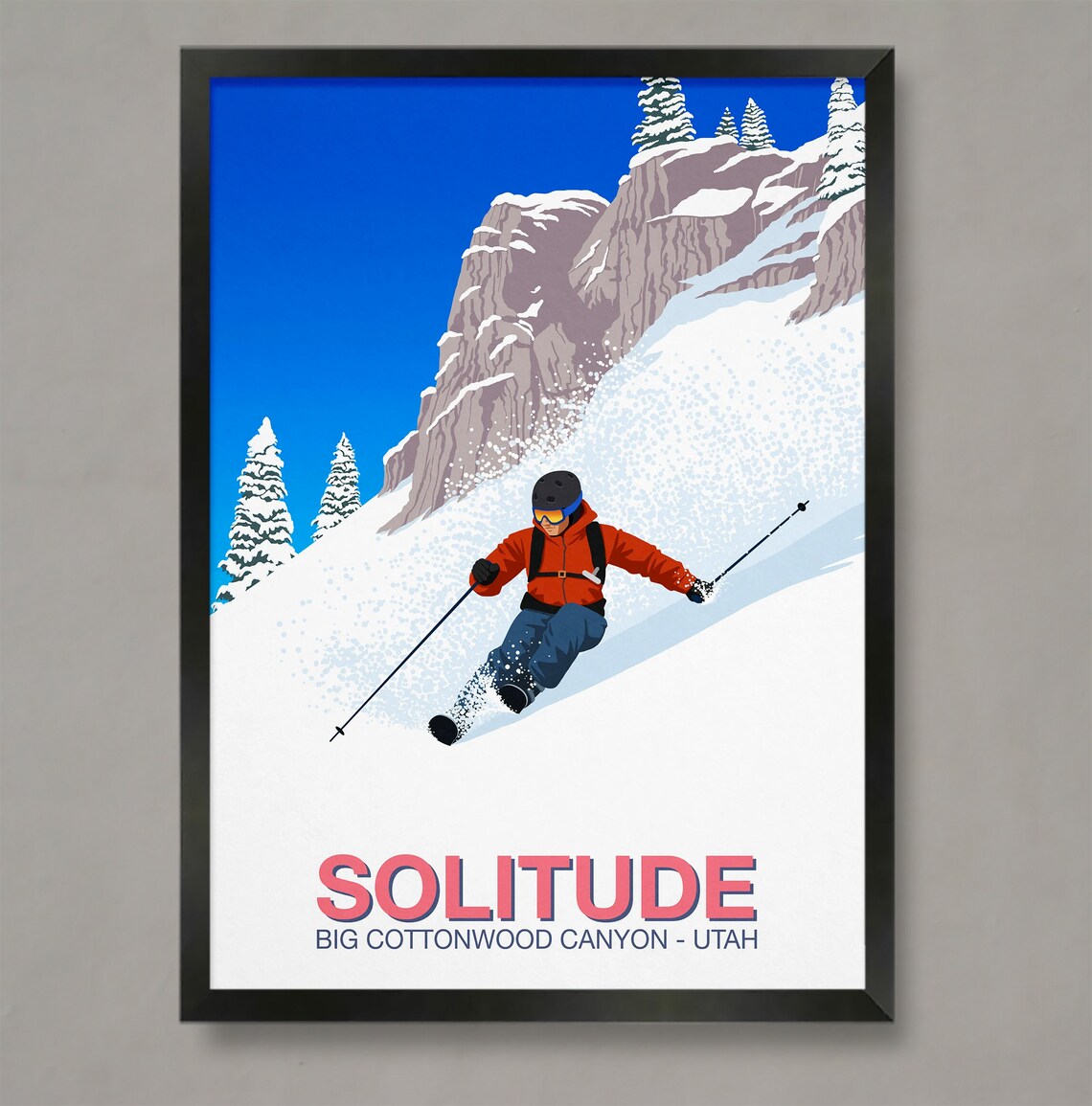 Solitude Skier Poster, Ski Resort Travel Poster