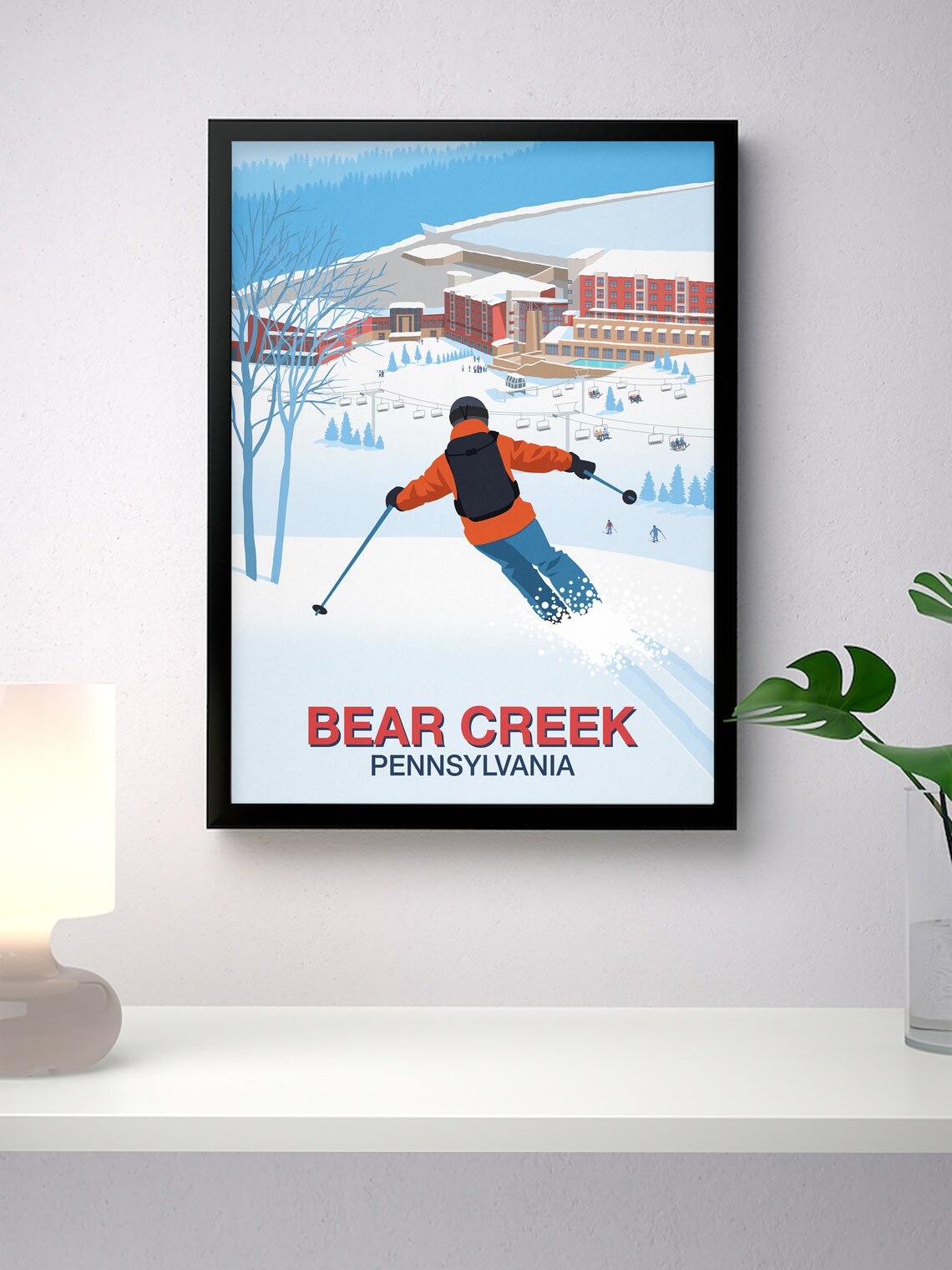 Bear Creek Pennsylvania Ski Resort Travel Poster Vintage Slope Winter Art - Image 3