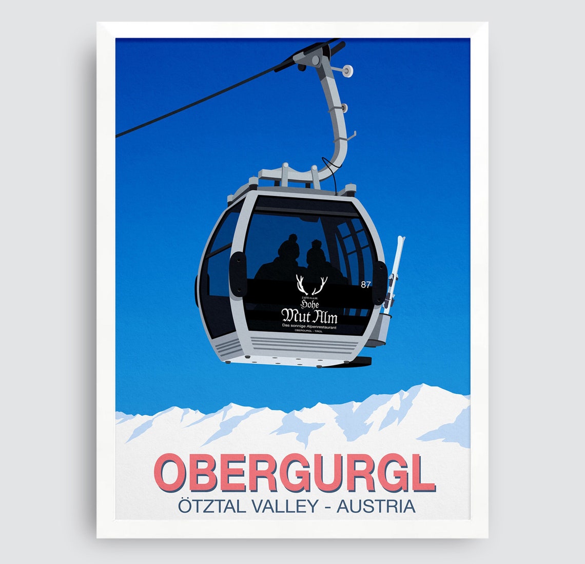 Obergurgl Otztal Valley Austria Hohe Mut Alm Gondola Ski Poster - Image 3