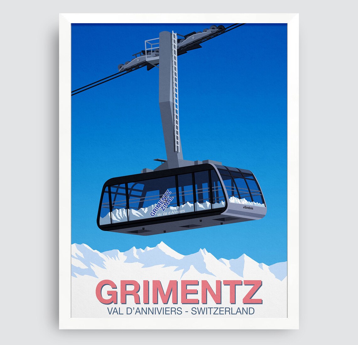 Grimentz Ski Resort Poster, Ski Travel Poster - Image 3