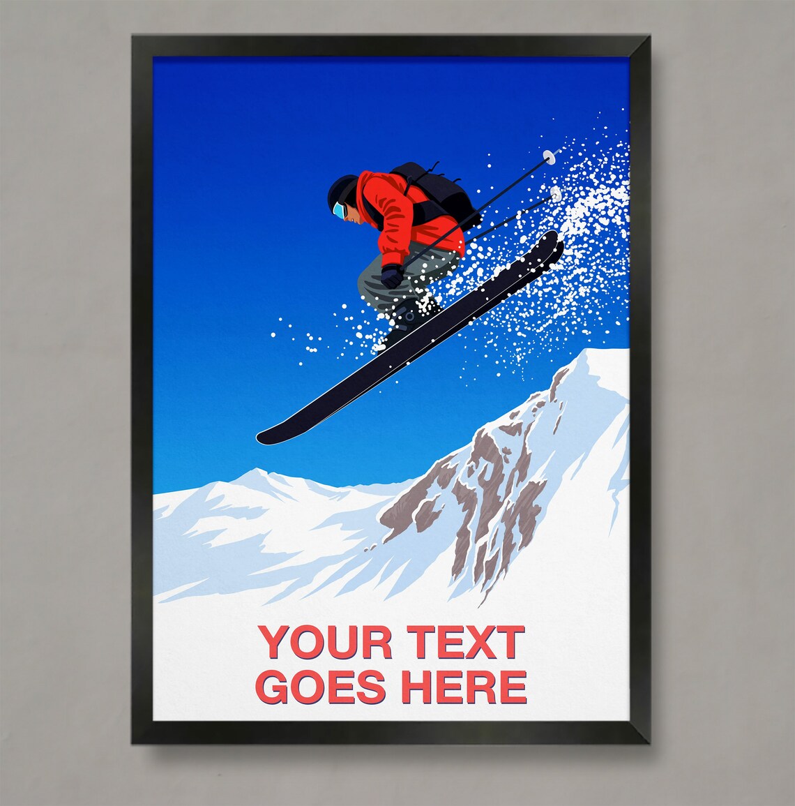 Personalised Ski Gift Skier Art Poster