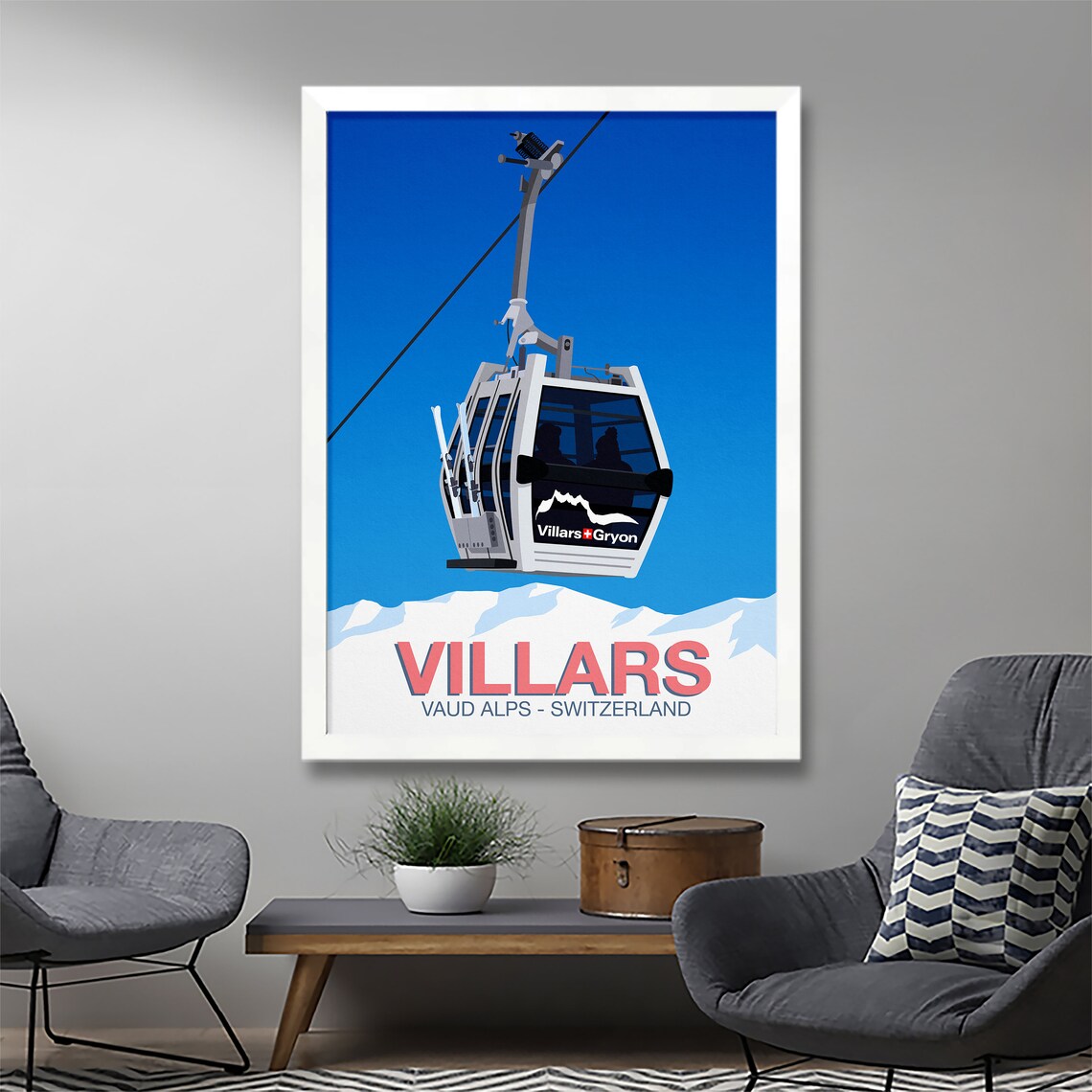 Villars Ski Poster, Ski Resort Travel Poster - Image 2