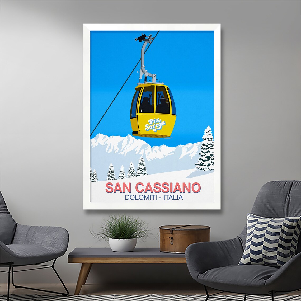 San Cassiano Ski Resort Travel Poster - Image 2