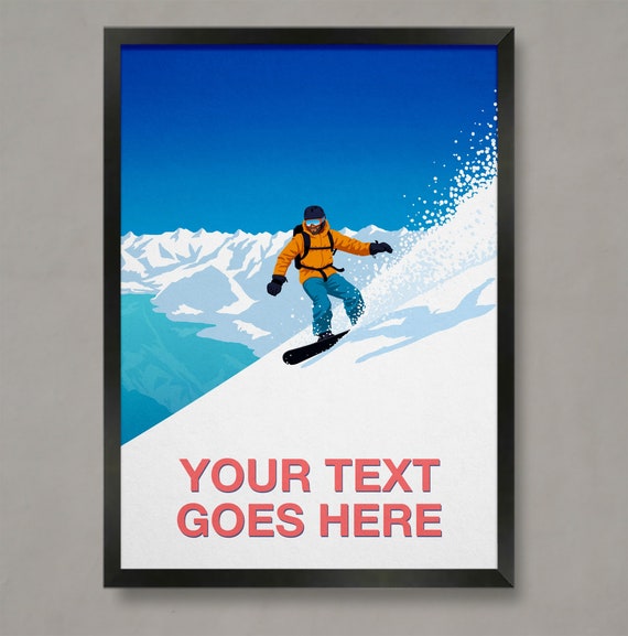 Personalised Ski Gift Custom Ski Art Skier Art Poster Personalised Ski Art Personal Ski Gift Personalised Snowboarder Poster