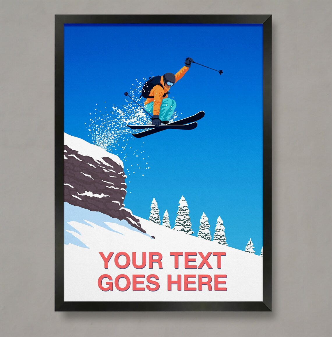 Personalised Ski Gift Custom Ski Art Poster