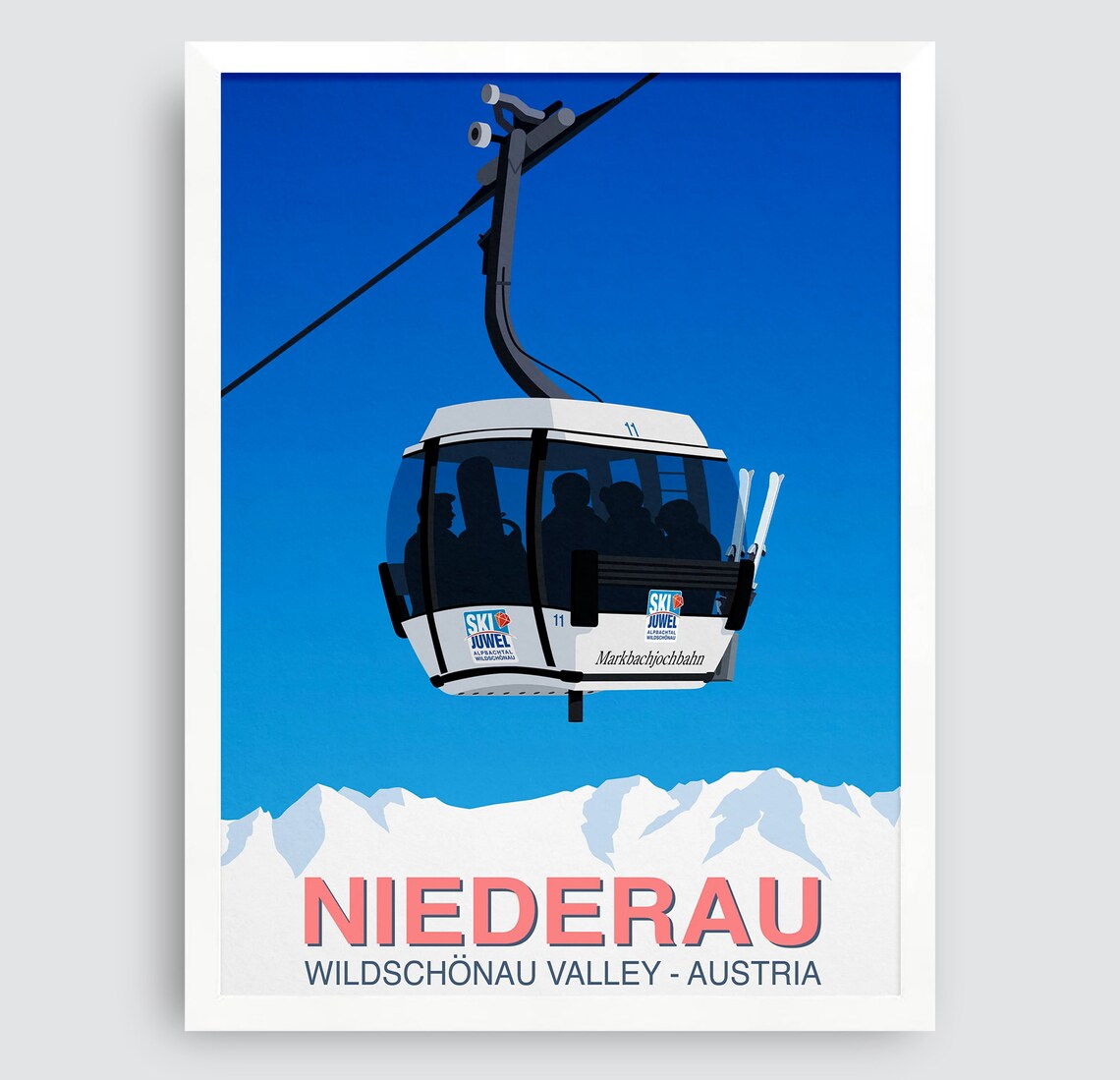 Niederau Austria Markbachjochbahn Gondola Ski Resort Travel Poster - Image 3
