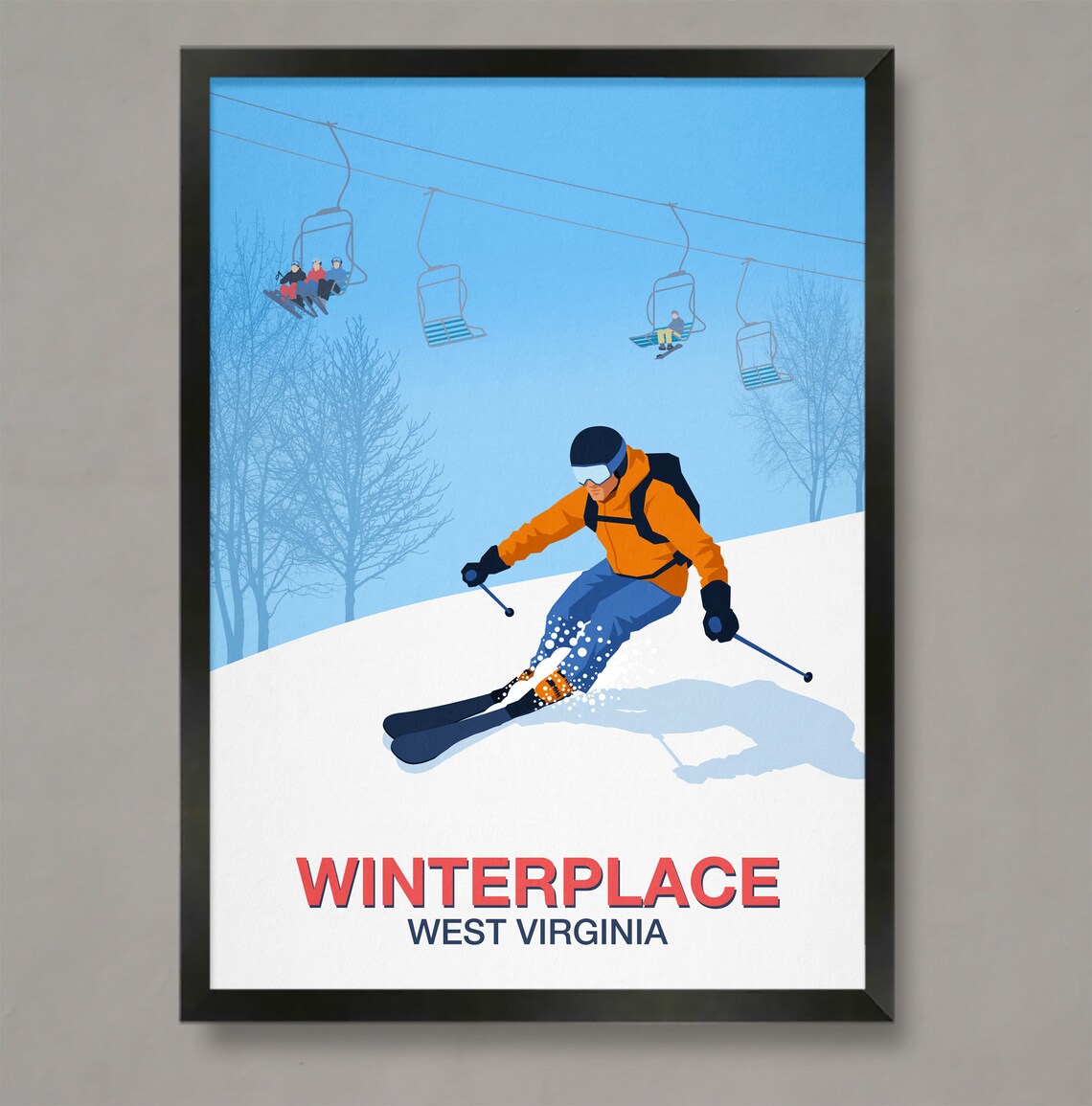 Winterplace West Virginia Ski Resort Vintage Travel Art Poster